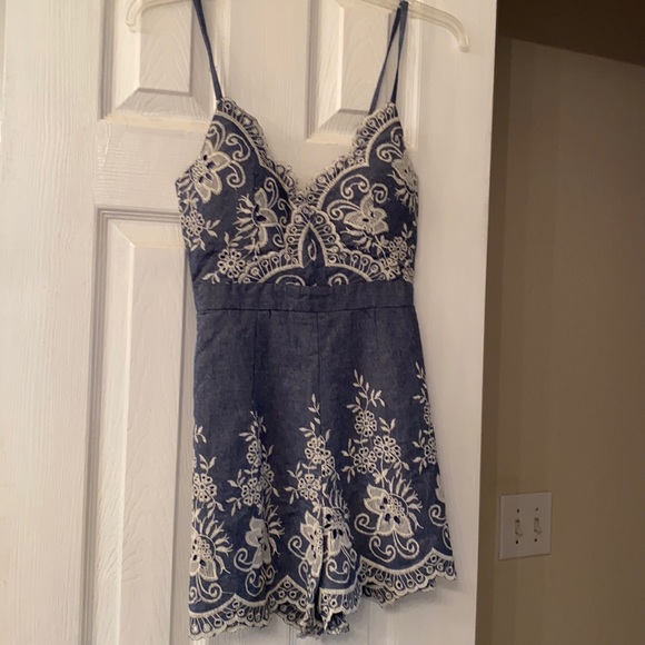 Combinaison / Romper Blanche Et Bleue NWT Justify - Taille 4 - Coton 100%